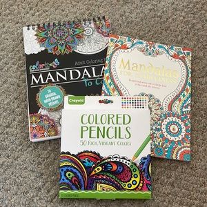 Mandala coloring book 2 with 50 colored pencils